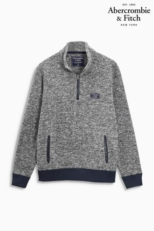 Abercrombie & Fitch Grey Marl Quilted Zip Through
